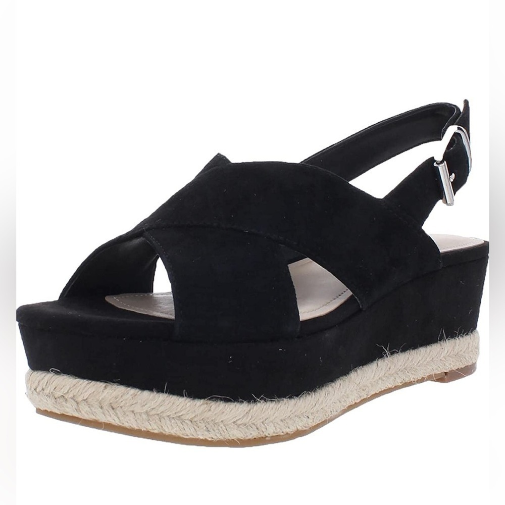 Marc Fisher Womens Flama Black Suede Criss-Cross Front Espadrilles Shoe…